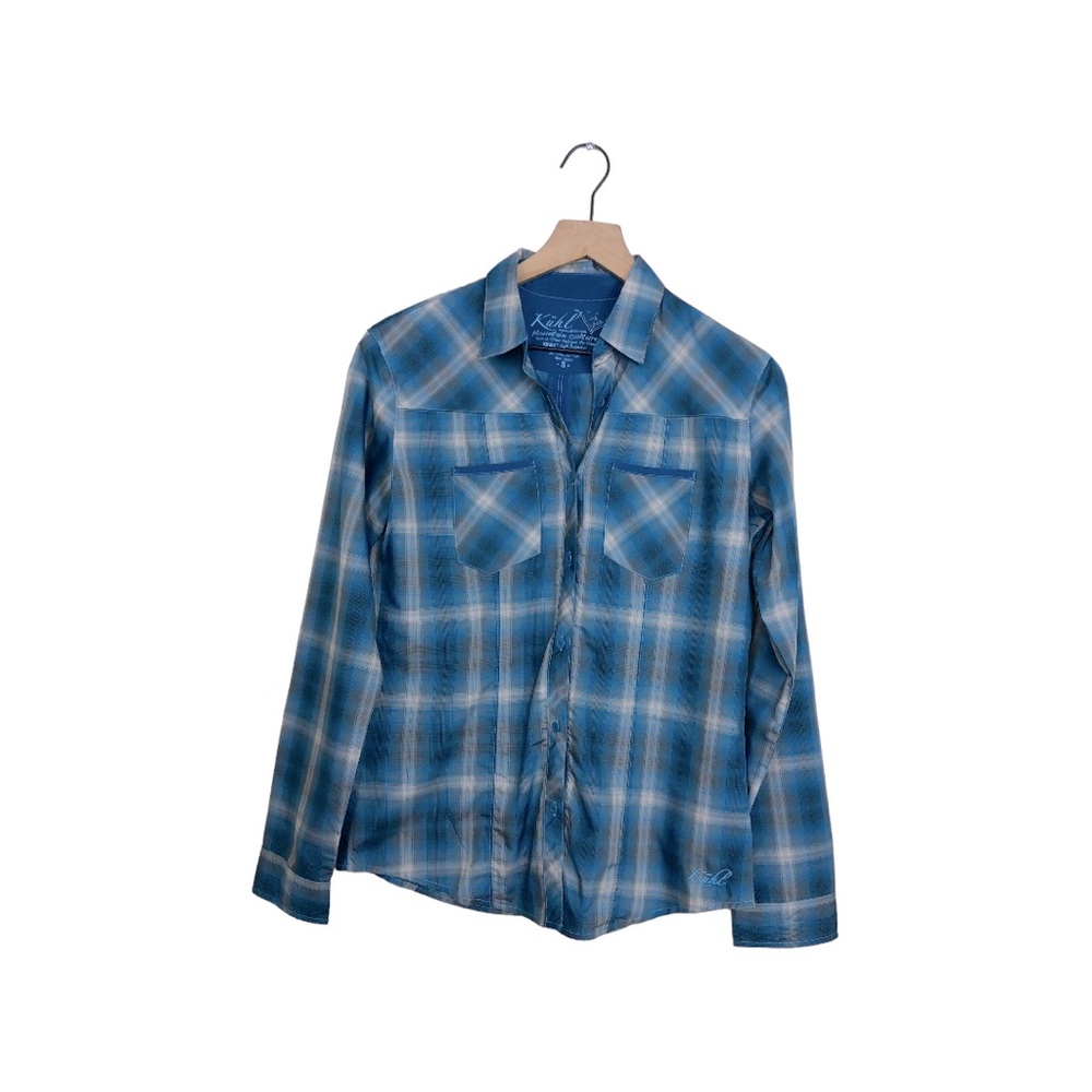 KUHL Mountain Culture.  Blue Green Button Down Plaid Long Sleeves Shirt Small